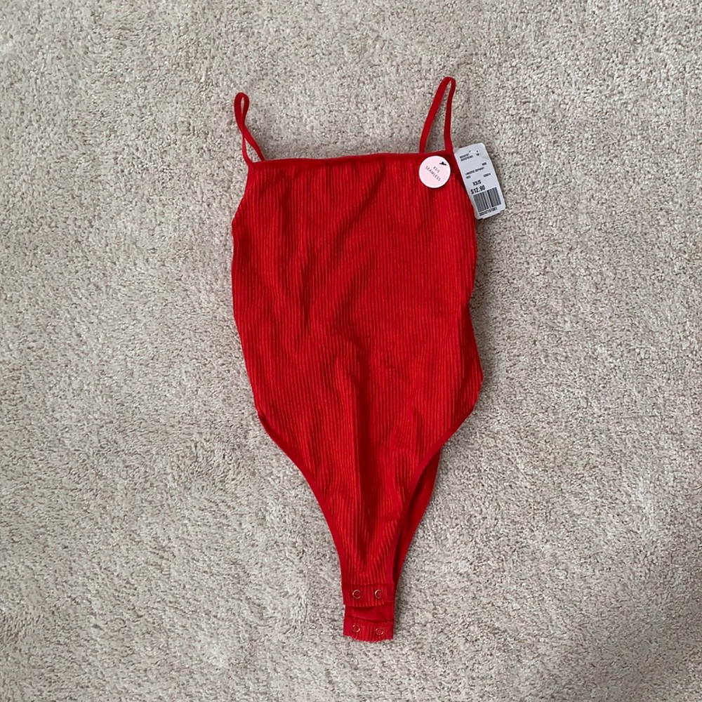 Forever 21 Bright Red Cagey Bodysuit